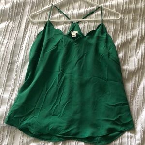 J. Crew scalloped Kelly green blouse